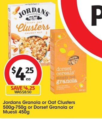 Coles Jordans Granola Or Oat Clusters 500g-750g Or Dorset Granola Or Muesli 450g offer