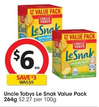 Coles Uncle Tobys Le Snak Value Pack 264g offer