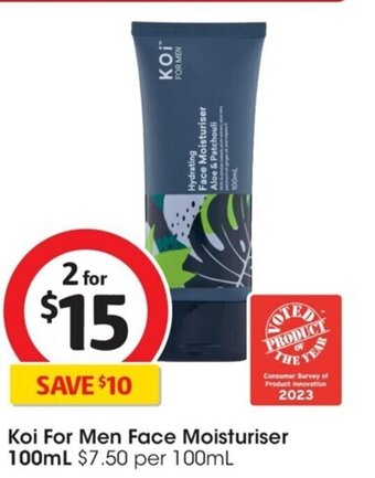Coles Koi For Men Face Moisturiser 100ml offer