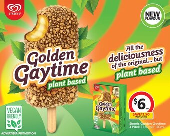 Coles Streets Golden Gaytime 4 Pack offer