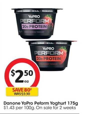 Coles Danone YoPro Perform Yoghurt 175g offer