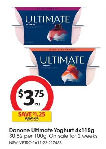 Coles Danone Ultimate Yoghurt 4x115g offer
