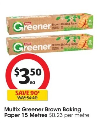 Coles Multix Greener Brown Baking Paper 15 Metres offer