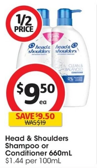 Coles Head & Shoulders Shampoo Or Conditioner 660ml offer