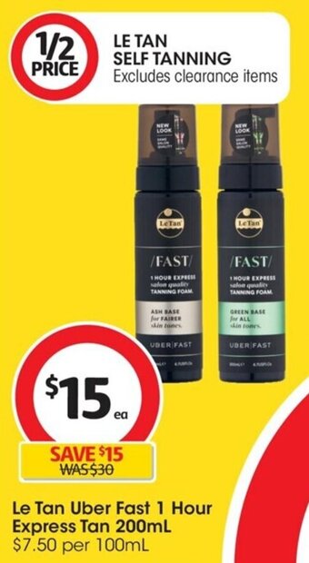Coles Le Tan Uber Fast 1 Hour Express Tan 200ml offer