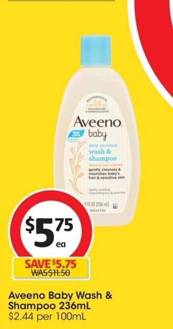 Coles Aveeno Baby Wash & Shampoo 236ml offer