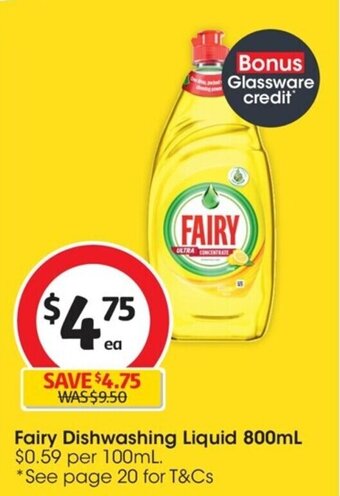 Coles Fairy Dishwashing Liquid 800ml offer