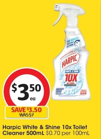 Coles Harpic White & Shine 10x Toilet Cleaner 500ml offer