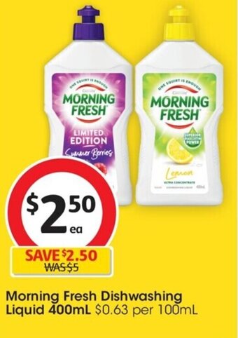 Coles Morning Fresh Dishwashing Liquid 400ml offer