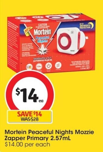 Coles Mortein Peaceful Nights Mozzie Zapper Primary 2.57ml offer