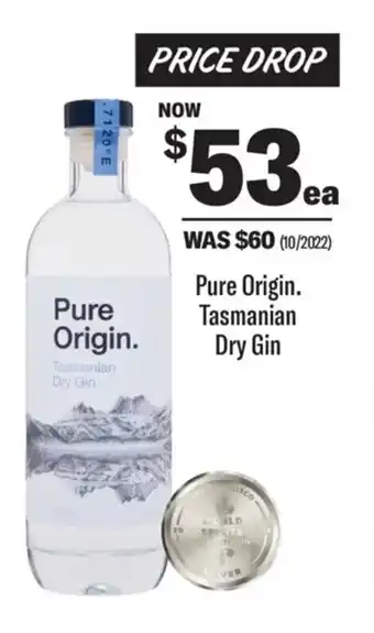 Coles Pure Origin - Tasmanian Dry Gin offer