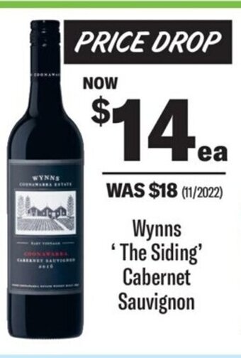 Coles Wynns 'The Siding' Cabernet Sauvignon offer