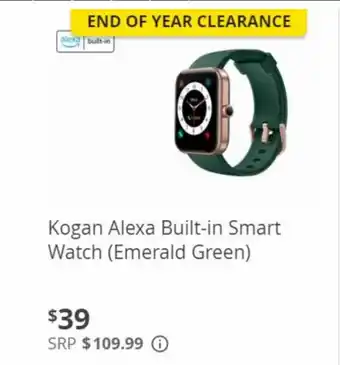 Kogan Alexa Built In Smart Watch - Emerald Green