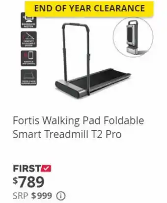 Fortis Walking Pad Foldable Smart Treadmill T2 Pro
