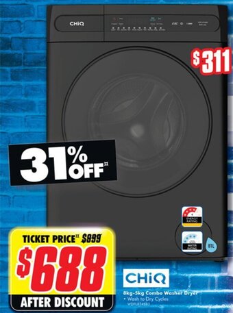 The Good Guys CHIQ 8kg-5kg Combo Washer Dryer offer