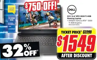 The Good Guys Dell G15 15.6" RTX 3050 Ti 4GB Gaming Laptop offer