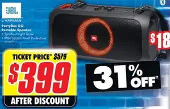 The Good Guys JBL PartyBox GO Portable Speaker offer