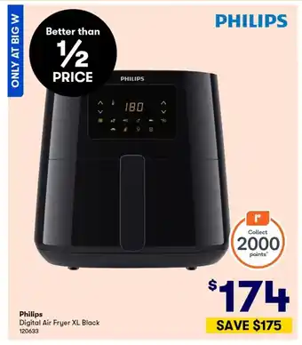 BIG W Philips - Digital Air Fryer XL Black offer