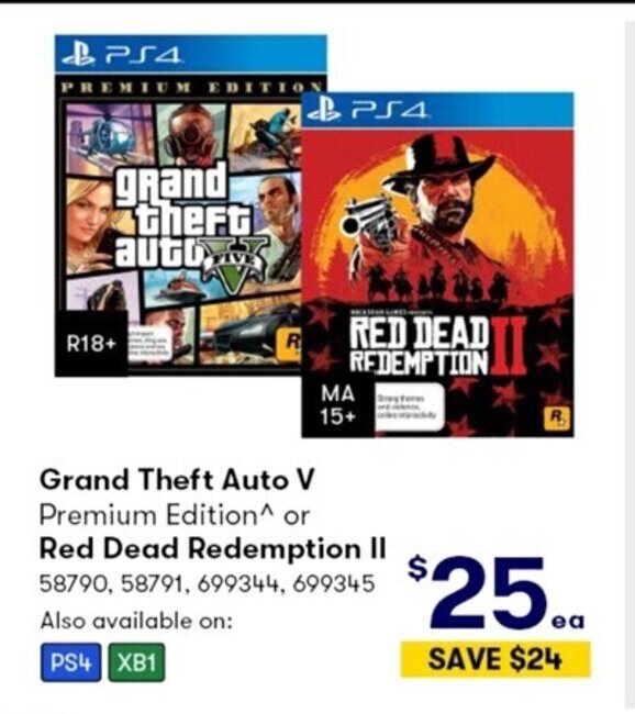 PS4 Grand Theft Auto V Premium Edition Red Dead Redemption II offer