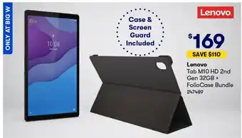 BIG W Lenovo - Tab M10 HD 2nd Gen 32gb + FolioCase Bundle offer