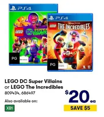 BIG W PS4 Lego DC Super Villains Or Lego The Incredibles offer