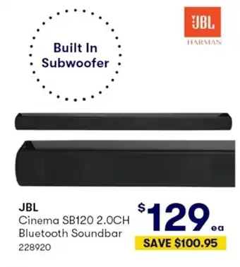 BIG W JBL Cinema SB120 2.0CH Bluetooth Soundbar offer