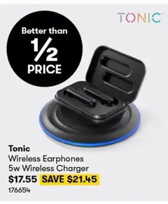 BIG W Tonic Wireless Earphones 5w Wireless Charger offer