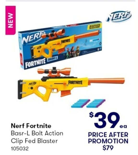 Nerf Fortnite Basr- L Bolt Action Clip Fed Blaster offer at BIG W