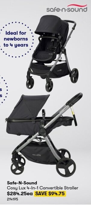 BIG W Safe N Sound Cosy Lux 4 in 1 Convertible Stroller offer