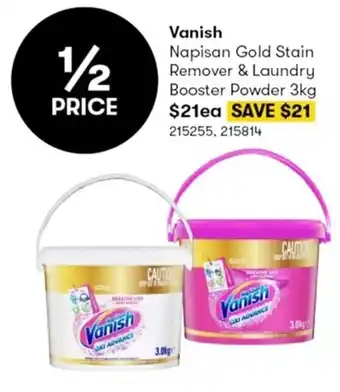 BIG W Vanish - Napisan Gold Stain Remover & Laundry Booster Powder 3kg offer