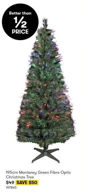 BIG W 195cm Monterey Green Fibre Optic Christmas Tree offer
