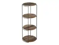 LivingStyles Discreet Reclaimed Timber & Iron Round Display Shelf, Large offer