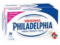 Coles Philadelphia Cream Cheese Block Twin Pack 2x250g offer