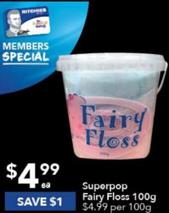 Ritchies Superpop Fairy Floss 100g offer
