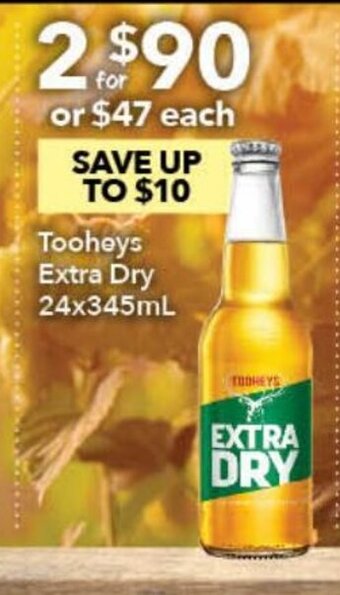Ritchies Tooheys Extra Dry 24x345ml offer