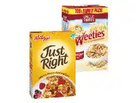 Foodworks Kellogg’s Just Right 460g or Uncle Tobys Weeties 700g offer