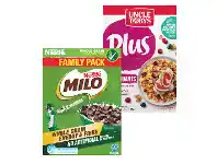 Foodworks Nestlé Milo, Nesquik or Uncle Tobys Plus Cereal 650-820g offer