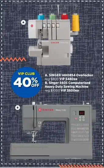 Spotlight Singer 14HD854 Overlocker / Singer6605 Computerised Heavy Duty Machine offer