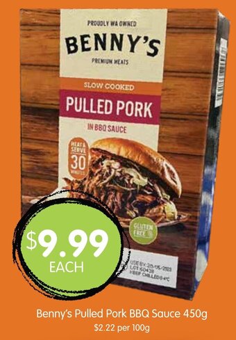 Benny's Pulled Pork BBQ Sauce 450g