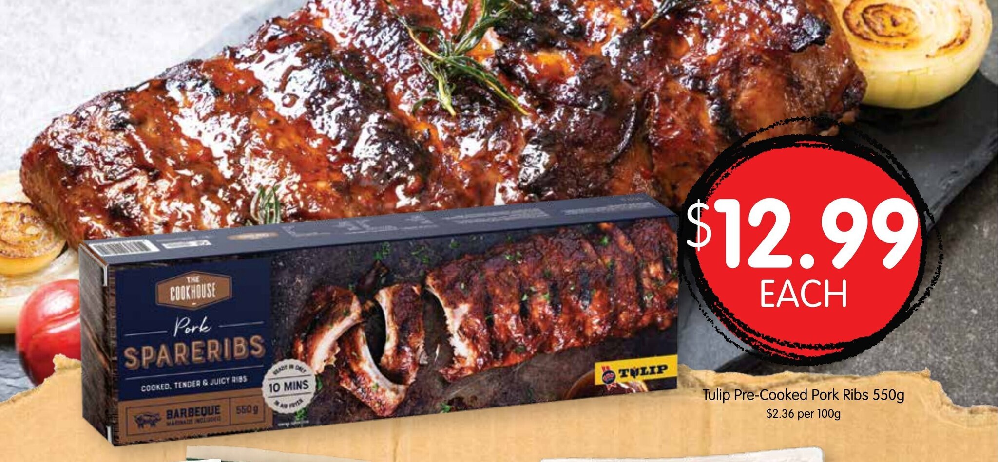 tulip PreCooked pork Ribs 550g offer at Spudshed