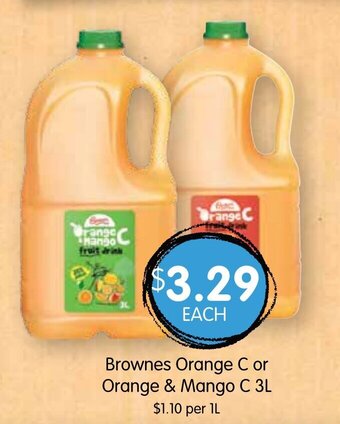 Spudshed Brownes Orange C Or Orange & Mango C 3L offer