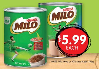 Spudshed Nestle Milo 460g Or 30% Less Sugar 395g offer