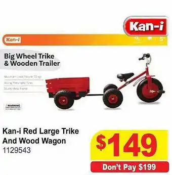 Mr Toys Kan-i red large trike and wood wagon offer
