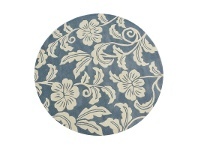 LivingStyles Botanical Floral Handmade Round Wool Rug, 150cm, Blue offer