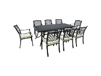 LivingStyles Positano Cast Aluminium 9 Piece Outdoor Dining Table Set, 213cm offer