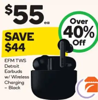 Woolworths EFM TWS Detroit Earbuds w/ Wireless Charging -Black offer