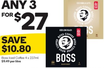 Woolworths Boss Iced Coffee 4 x 237ml offer