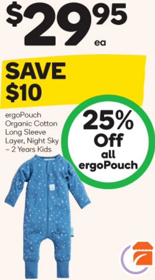 ergoPouch Organic Cotton Long Sleeve Layer, Night Sky offer at Woolworths