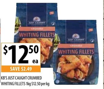 Supabarn KB's Just Caught Crumbed Whiting Fillets 1kg offer
