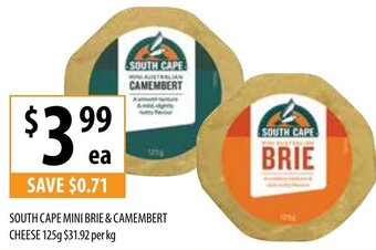 Supabarn South Cape Mini Brie & Camembert Cheese 125g offer